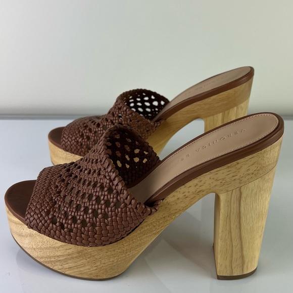 NEW VERONICA BEARD WOVEN PLATFORM MULES - Picture 8 of 15